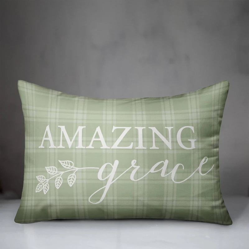Amazing Grace Green Pillow 14" x 20" Throw Pillow