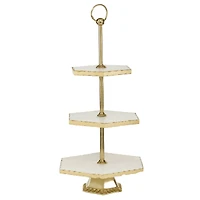 Gold Stoneware & Aluminum 3 Tier Tray Stand