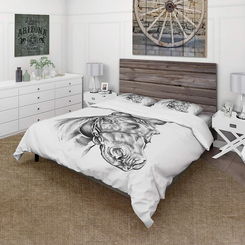 Designart 'Freehand Horse Head Pencil Drawing