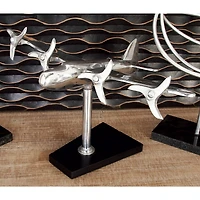 Silver Aluminum Sculpture, Airplane 11" x 12" x 16"