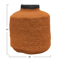 Hello Honey® 15" Orange & Navy Hand-Woven Seagrass Basket