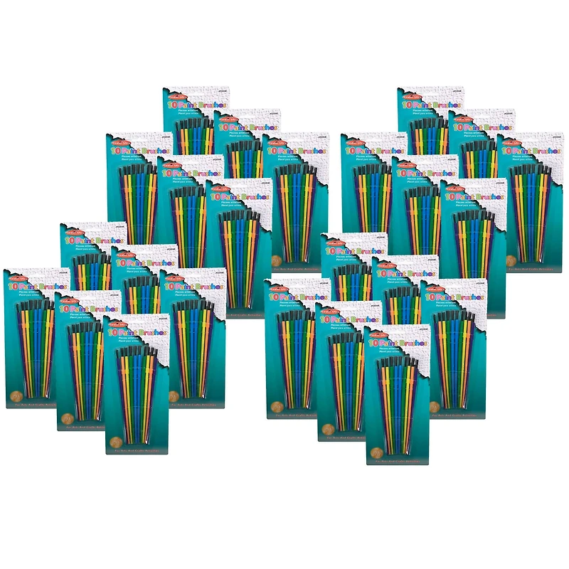 Charles Leonard Plastic Paint Brushes, 24 Packs of 10