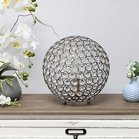 Lalia Home 10" Antique Brass Elipse Crystal Orb Table Lamp