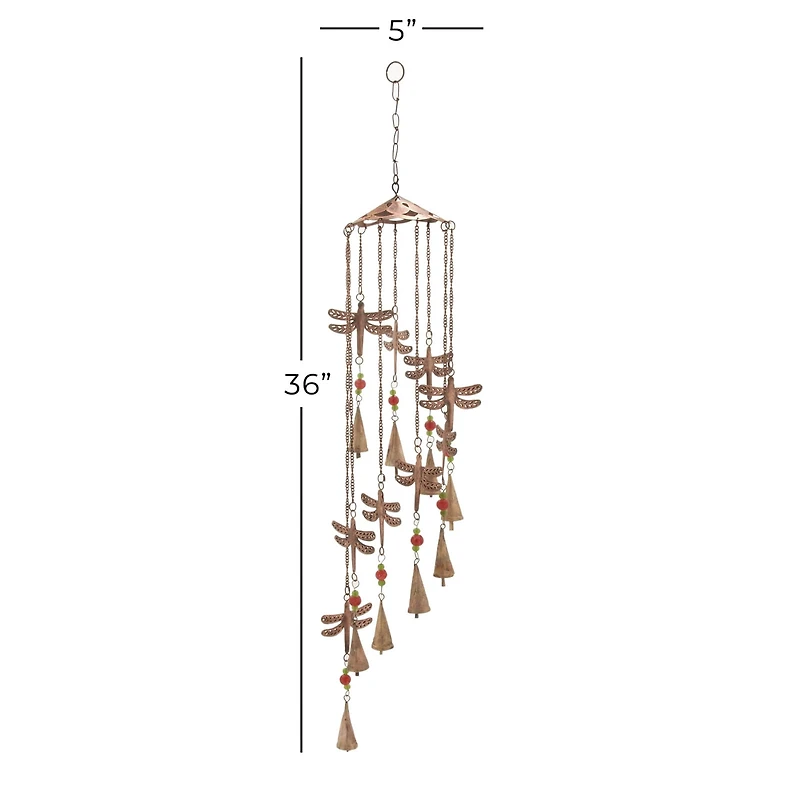 Brass Metal Eclectic Windchime, 5" x 1" x 36"