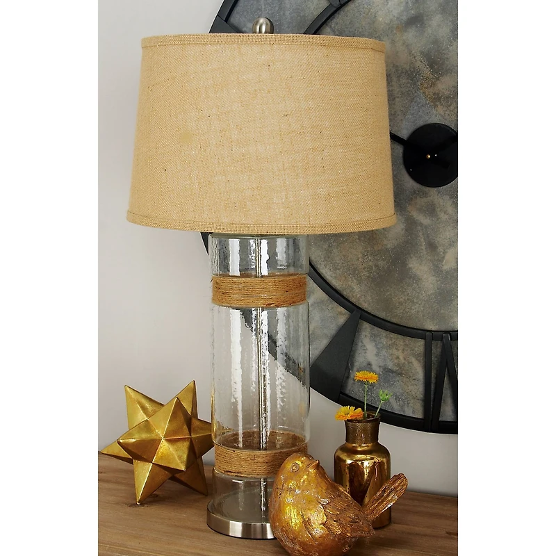 Set of 2 Silver Glass Rustic Table Lamp, 31"