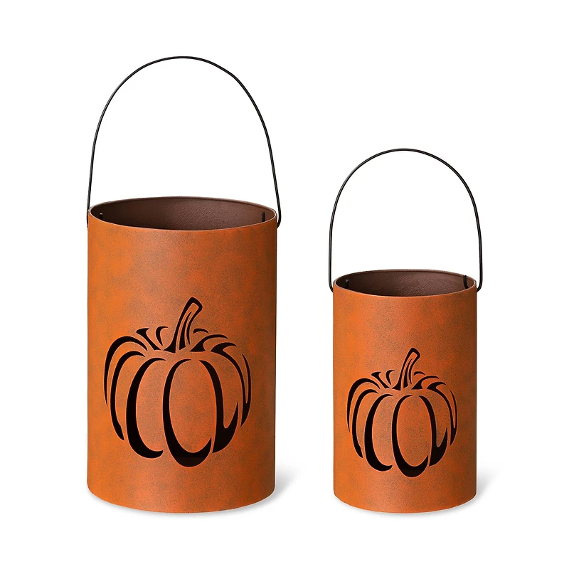 Glitzhome® Metal Cutout Pumpkin Bucket Set