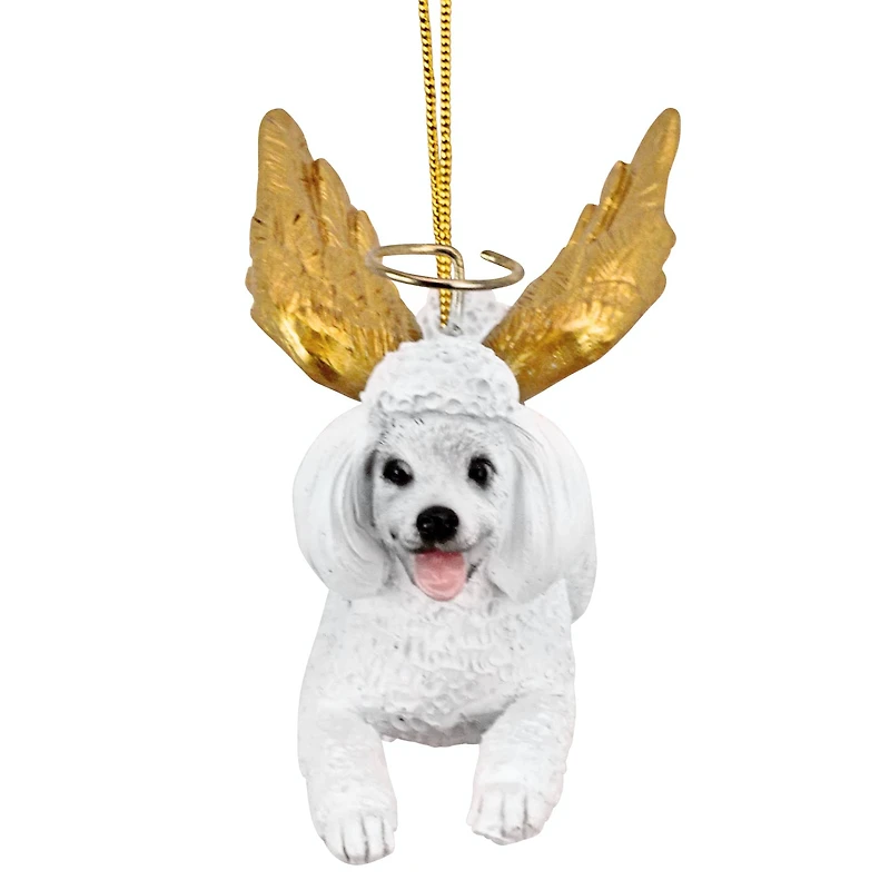 Design Toscano Honor the Pooch White Poodle Dog Angel Ornament