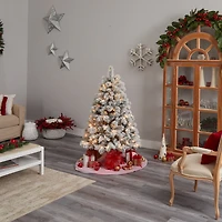 5ft. Pre-Lit Flocked Oregon Pine Artificial Christmas Tree, Clear Lights