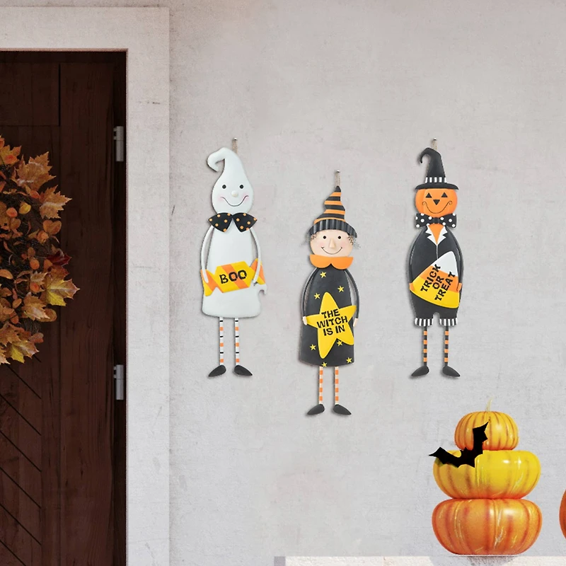 Glitzhome® 2ft. Halloween Metal Ghost, Witch and Pumpkin Yard Stake Set