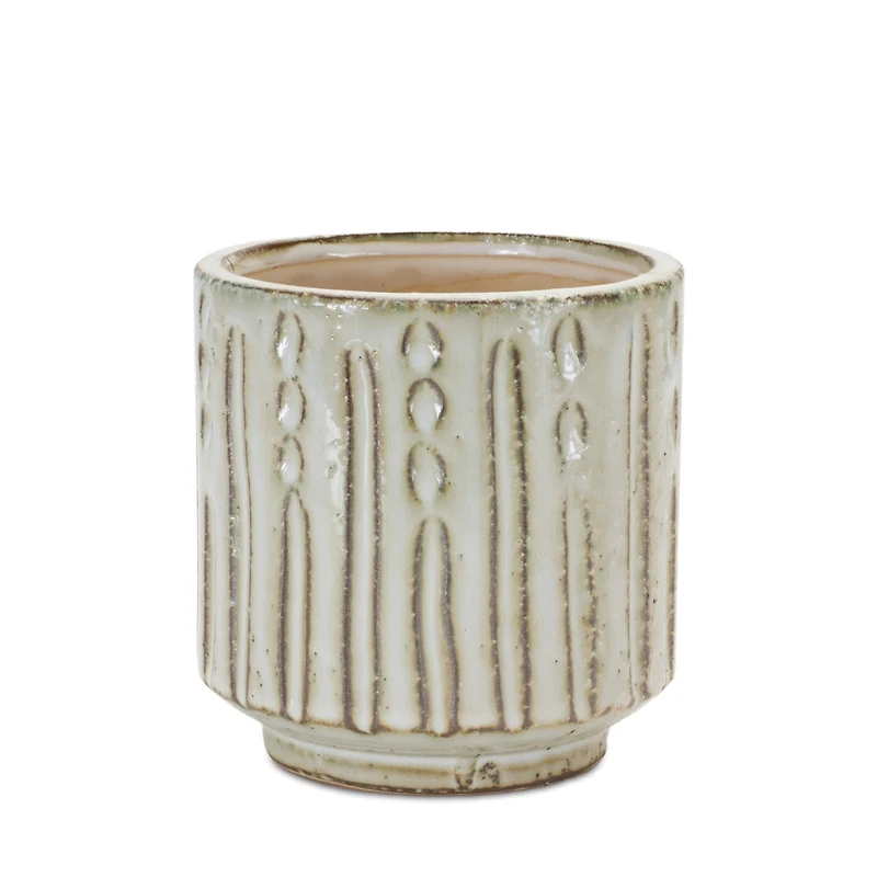 White Distressed Clay Planter Set