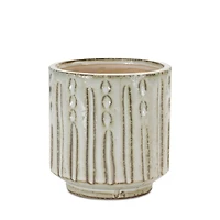 White Distressed Clay Planter Set