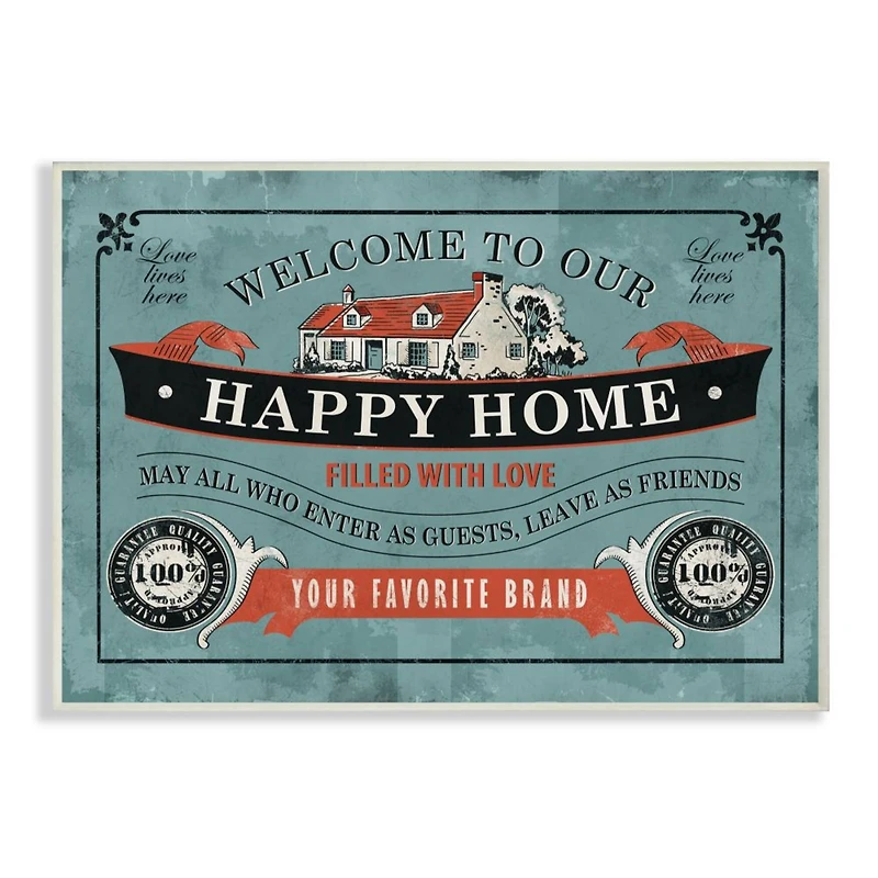 Stupell Industries Happy Home Wooden Wall Plaque