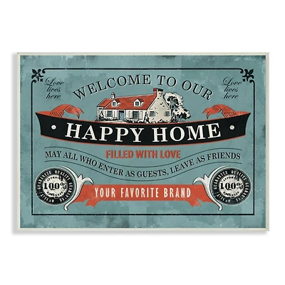 Stupell Industries Happy Home Wooden Wall Plaque