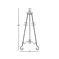 Traditional Black Iron Floor Easel, 46" x 21" x 22"