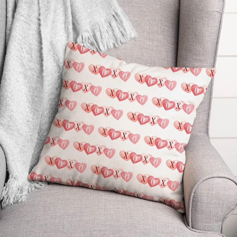 XOXO Hearts Pattern Throw Pillow