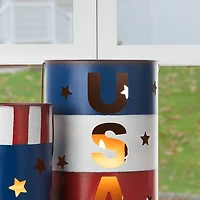 Glitzhome® Metal Patriotic American Bucket Set