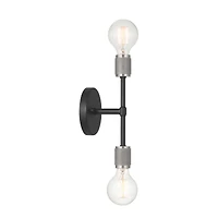 Hello Honey® 19" Maxim Black Modern Minimalist Metal Exposed 2-Bulb Wall Sconce