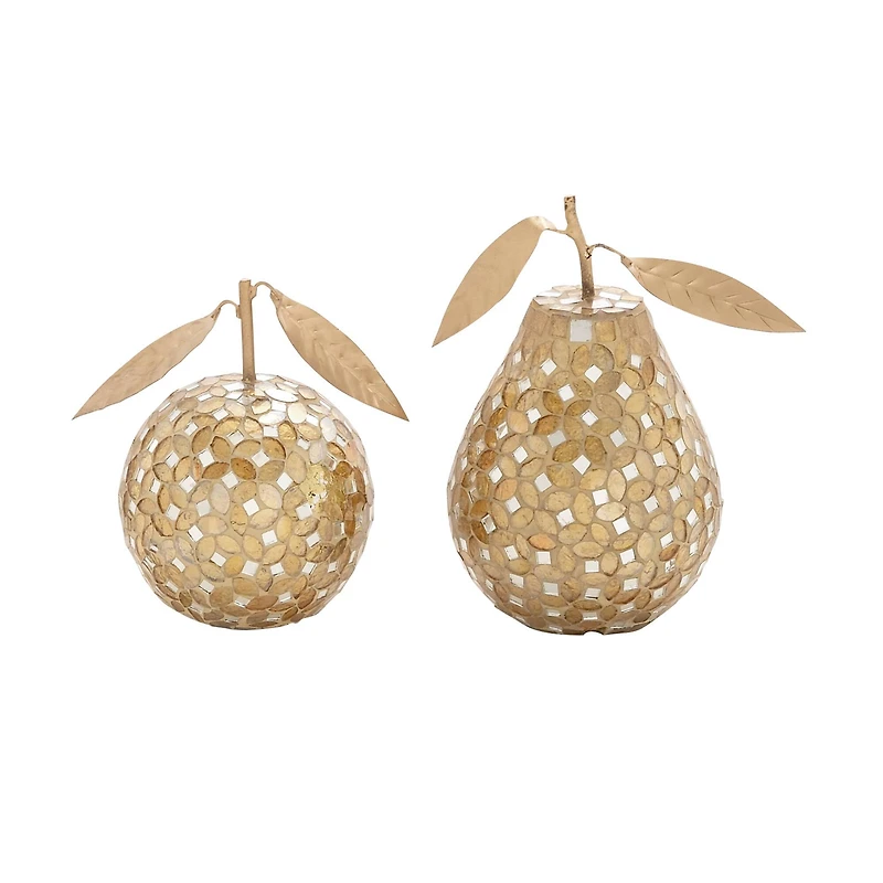 Gold Metal Glam Fruit Sculpture Set