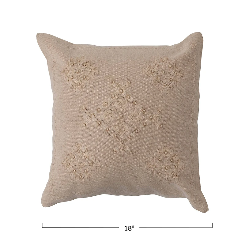 Hello Honey® Linen Embroidery & French Knots Woven Cotton Pillow