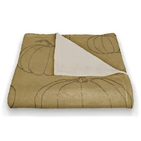 Mustard Yellow Pumpkin Patterned Coral Fleece Blanket