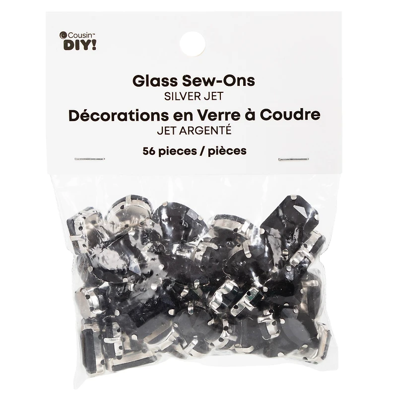 CousinDIY Silver Jet Glass Sew-On Rhinestones, 56ct.