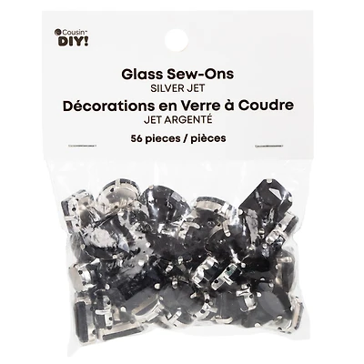 CousinDIY Silver Jet Glass Sew-On Rhinestones, 56ct.