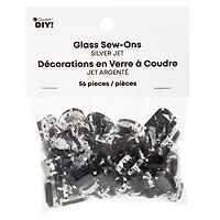 CousinDIY Silver Jet Glass Sew-On Rhinestones, 56ct.