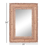 36" Brown Bohemian Style Wood Wall Mirror