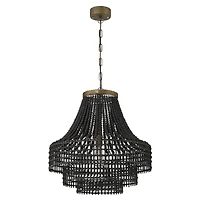 Hello Honey® 23.4" Black Metal, Rattan & Wood Bead Chandelier