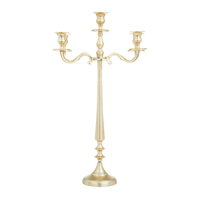 Gold Aluminum Traditional Candelabra, 24" x 13" x 13"