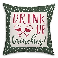 Drink Up Grinches Dots 18x18 Throw Pillow