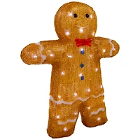16" LED Lighted Acrylic Gingerbread Man with Bow Tie Christmas Decoration