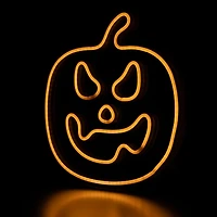 15" Orange LED Neon Style Jack-O-Lantern Halloween Window Silhouette