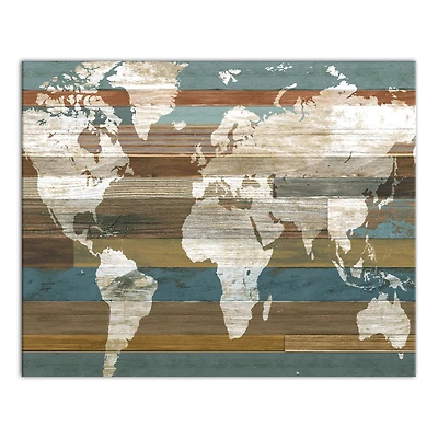 World Map Stripes 20" x 16" Canvas Wall Art