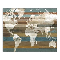 World Map Stripes 20" x 16" Canvas Wall Art