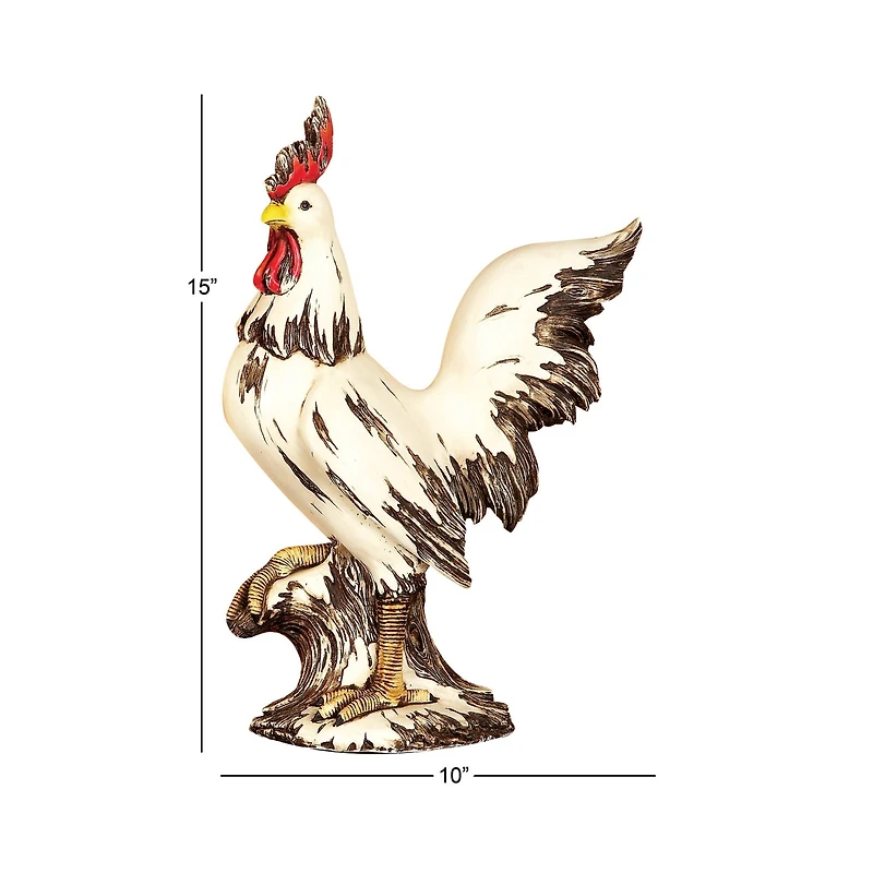 15" White Rooster Garden Sculpture