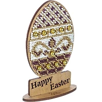 Wonderland Crafts Purple, White & Gold Happy Easter Egg Bead Embroidery on Wood Kit