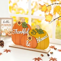 Glitzhome® 16" Thanksgiving Wooden Pumpkins Table Décor
