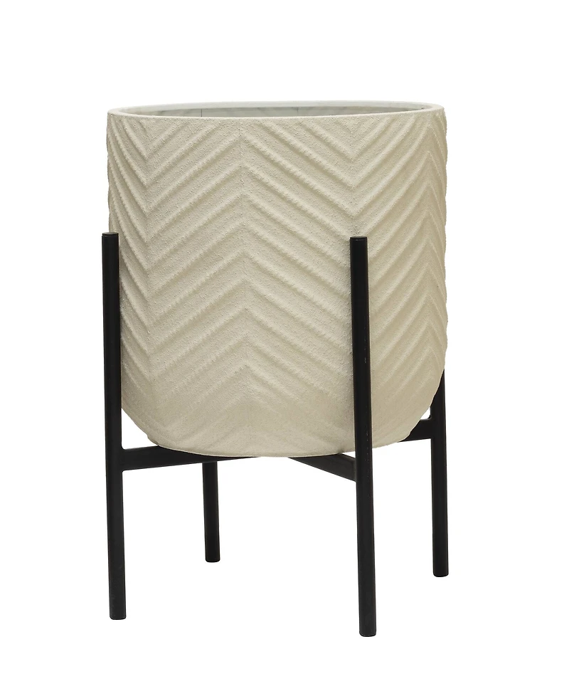 Hello Honey® 22" White with Black Metal Planter and Stand, 2ct.