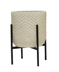 Hello Honey® 22" White with Black Metal Planter and Stand, 2ct.