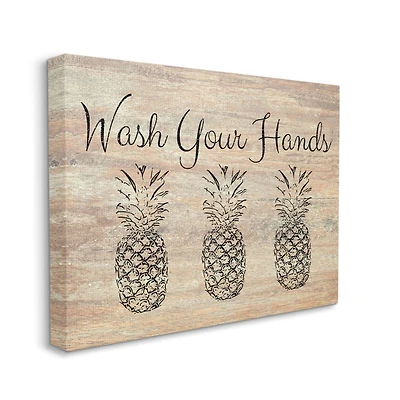 Stupell Industries Wash Your Hands Pineapple Canvas Wall Art