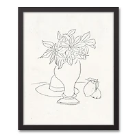 Floral Sketched Still I 16" x 20" Black Framed Canvas