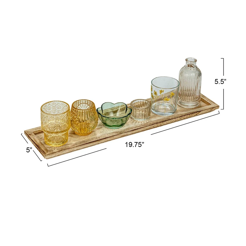 Hello Honey® Embossed Glass 5-Votive Candle Holders with Vase & Wood Tray