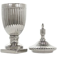 Silver Ceramic Decorative Jars with Grooves