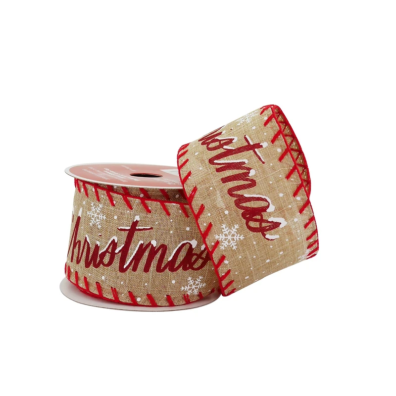 2.5" x 20ft. Merry Christmas Faux Linen Wired Ribbon by Celebrate It®