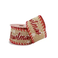 2.5" x 20ft. Merry Christmas Faux Linen Wired Ribbon by Celebrate It®