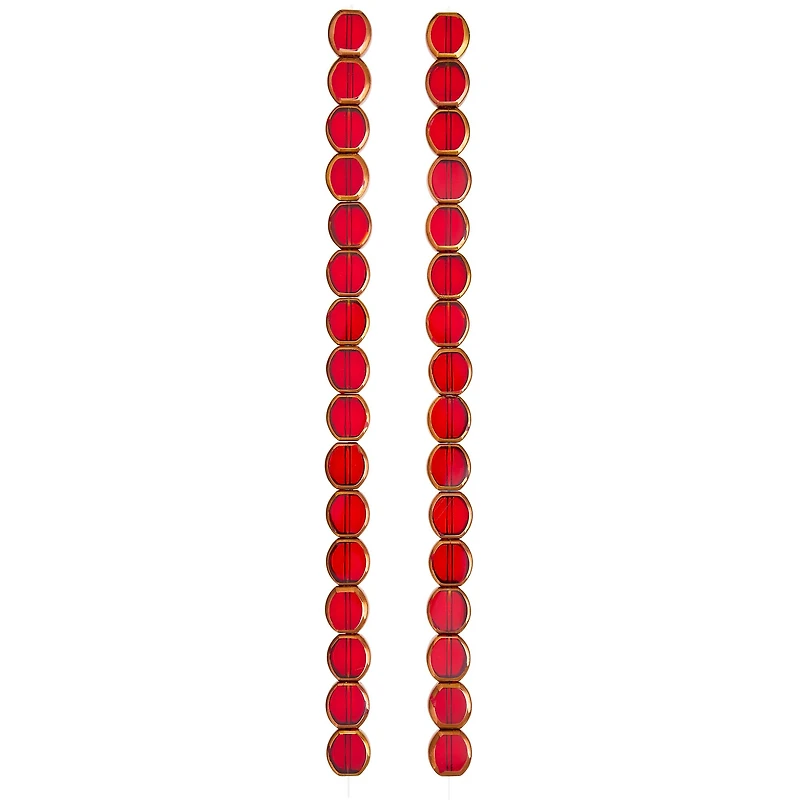 12 Pack: Ruby Table Cut Glass Lentil Beads, 10mm by Bead Landing™