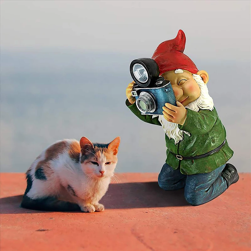 Design Toscano 12" Smile For Me Solar Garden Gnome Statue