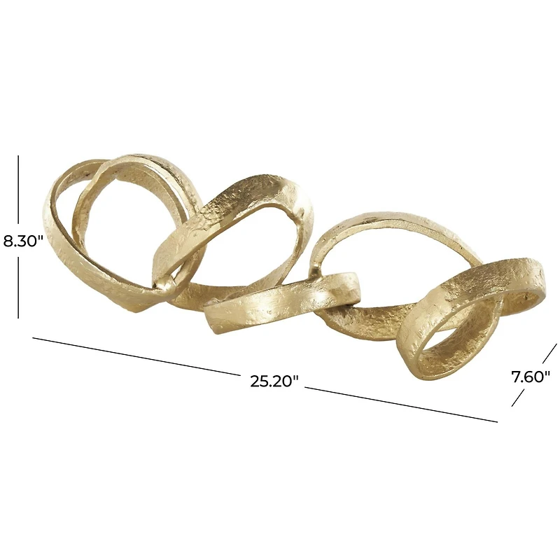 25" Gold Aluminum Metal Chain Abstract Textured Link Sculpture