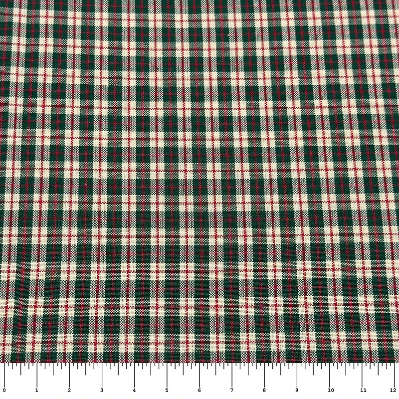 Feldman Red & Ivory Homespun Plaid Cotton Fabric